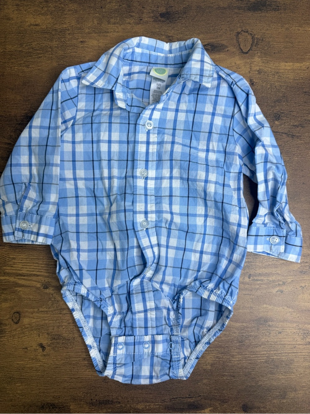 ⭐️5 for $20⭐️ Little Me Blue Plaid Button-Up Baby Bodysuit 9M